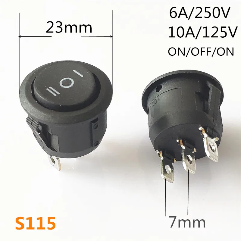 S115 SPST KCD1 2PIN 3PIN вкл/выкл круглая/квадратная лодка кулисный переключатель DC AC 6A/250V Автомобильная приборная панель пластиковый переключатель дропшиппинг - Цвет: S115