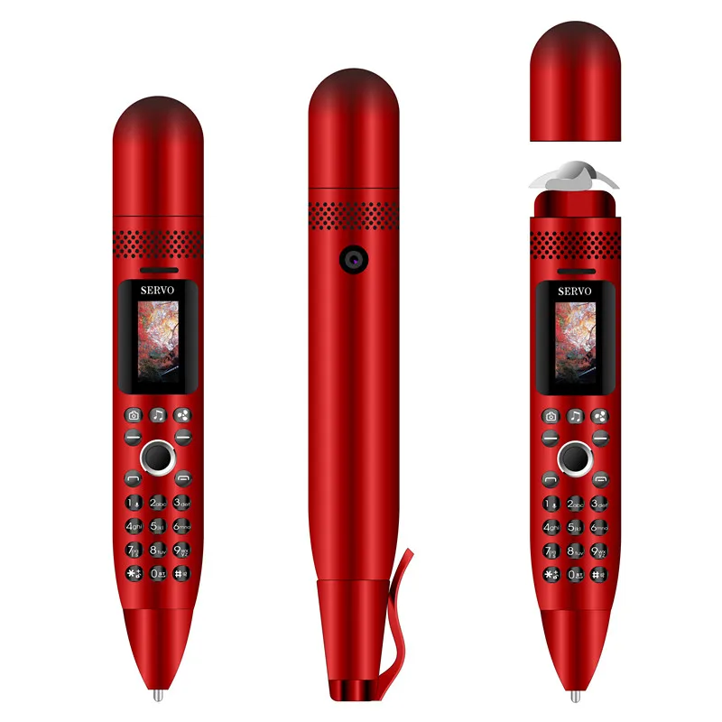 SERVO K08 Электрический вентилятор мобильный телефон 0,9" крошечный экран GSM двойная SIM волшебный голосовой Bluetooth номеронабор сотовые телефоны с записывающей ручкой - Цвет: Красный