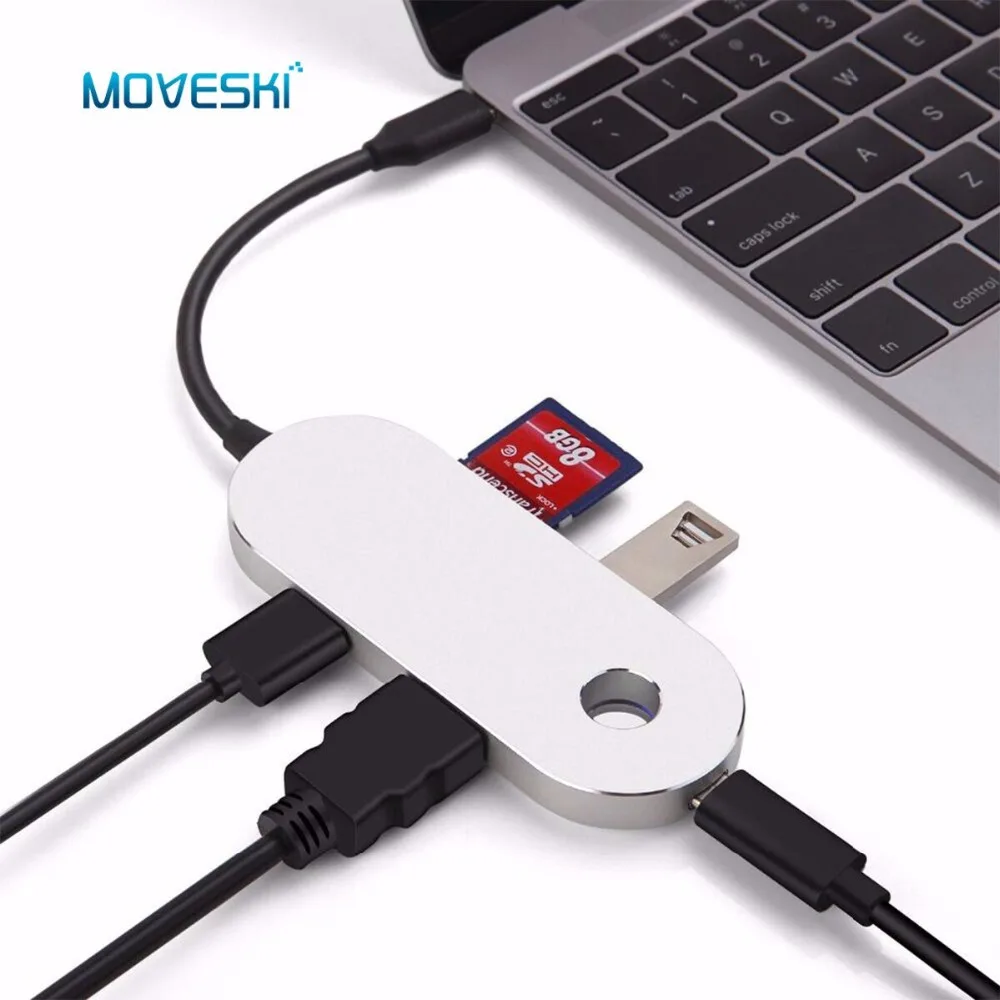 

IHUB21 USB C Hub Adapter Charger USB Charging Port HDMI-compatible Port 2 USB 3.0 Port SD & Micro SD Card Reader for MacBook Pro