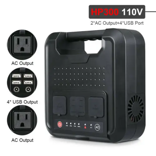 110V P300 200 Вт/300 Вт портативный солнечный генератор питания с инвертором USB ЖК-дисплей для хранения энергии поколения для наружного домашнего автомобиля - Цвет: 110V P300