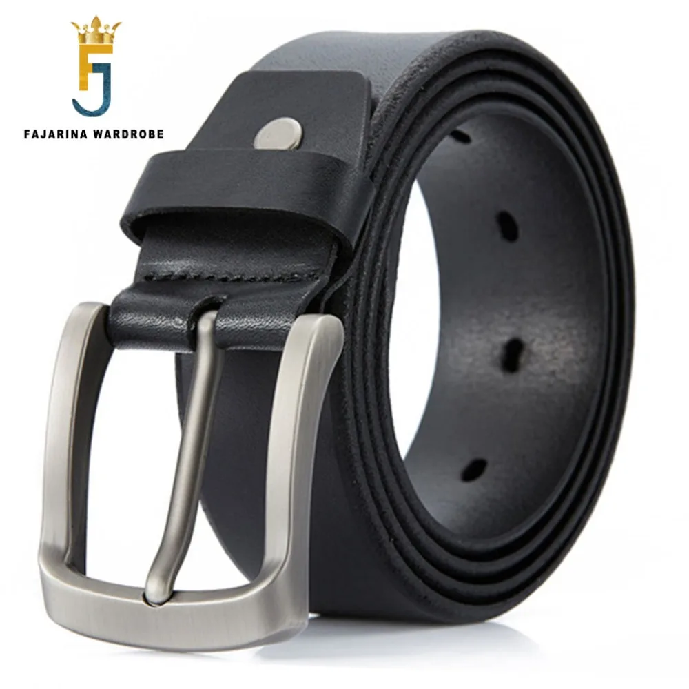 FAJARINA Mens Good Quality Genuine Leather Belts Retro Style Cow Skin Design Simple Pin Buckle Belt for Men 3.8cm Wide N17FJ257
