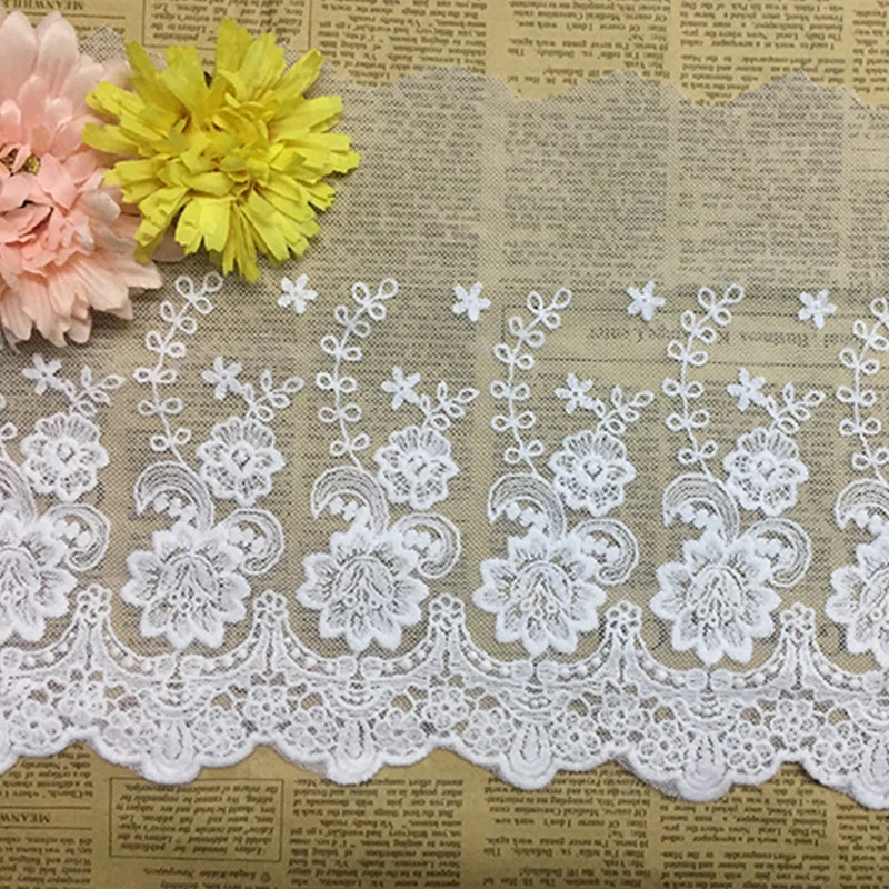 Новый 22 см Белый Кружевной Край Отделка сетка вышивка многоцелевой аппликация