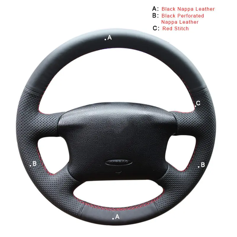 Top Layer Leather Автомобильная Оплетка на руль для Volkswagen VW Passat B5 1996-2005 Golf 4 1998-2004 Seat Alhambra ручная швейная кожа - Название цвета: Top Layer Leather