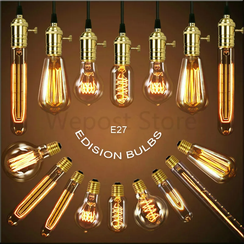 Подвесной светильник в стиле ретро st64 vintage edison bulb DIY веревка кулон E27 накаливания