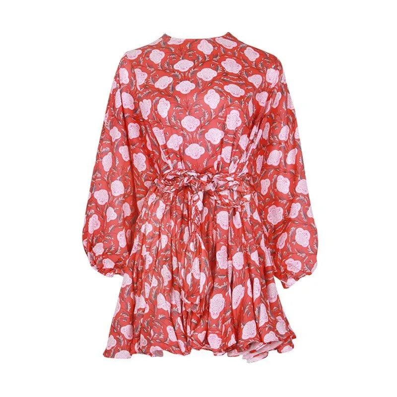 Платье с принтом TWOTWINSTYLE повседневное мини-платье длинным рукавом и высокой