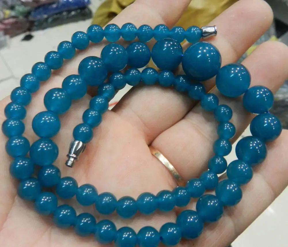 

Beautiful! Natural 6-14mm apatite Round Beads Necklace 18 "AAA