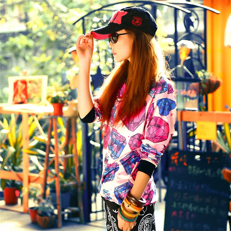 Женская свободная футболка Just.be.never синяя в стиле хип-хоп с геометрическим