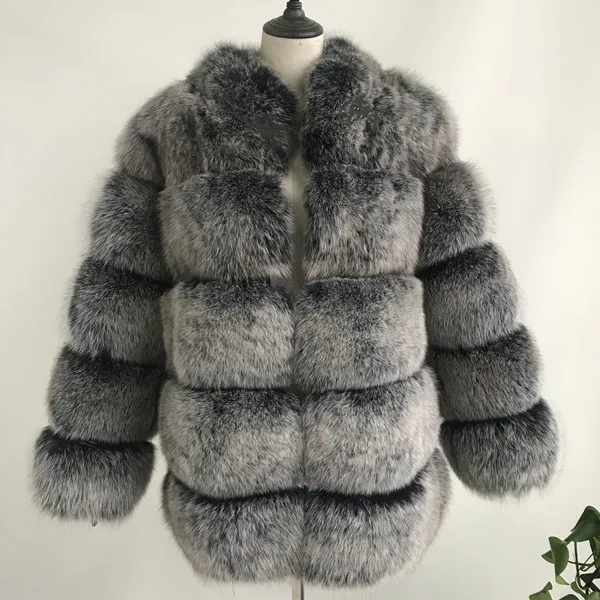 Black with white tip Пальто из натурального меха, зимняя куртка, одежда из натуральной лисы,, модная,, Полный Пелт, Женское пальто из натурального Лисьего меха, зимнее пальто для женщин - Цвет: Black with white tip