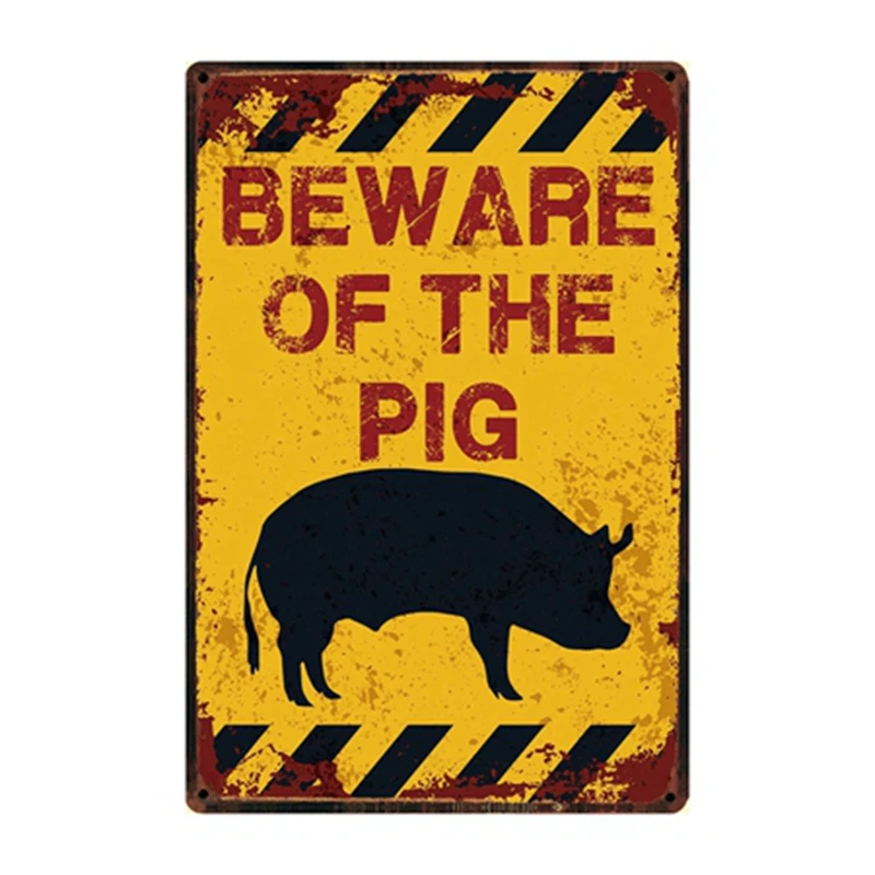 [ Kelly66 ] Beware Of The Dog Pig Horse Wolf Monkey Metal Sign Tin Poster Home Decor Bar Wall Art Painting 20*30 CM Size Dy82 - Цвет: y-2873