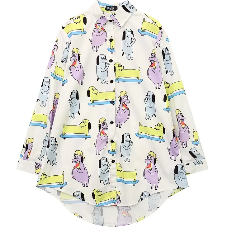 Женская блузка Lazy Oaf style с принтом размера плюс, женская модная Милая шифоновая Повседневная рубашка с длинным рукавом, верх размера d - Цвет: 3420