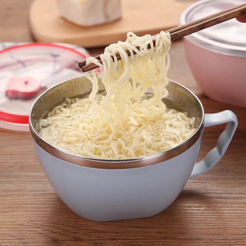 Нержавеющая сталь мгновенный Лапша чашки для рисового супа с чаши крышкой