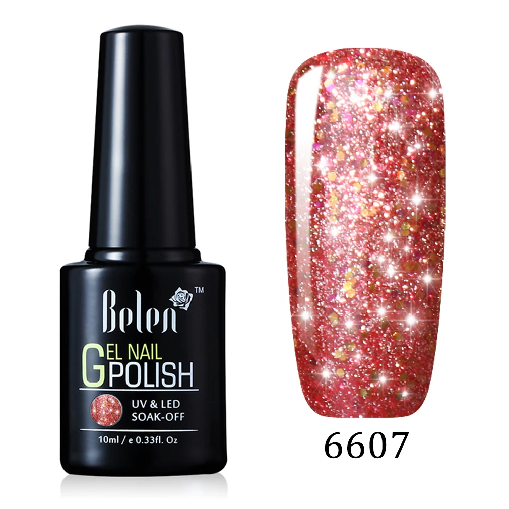 6607 Belen 10 мл УФ гель лак для ногтей Лаки Супер Bling гель лак Vernis Soak Off полу постоянный длительный База Топ - Цвет: 6607