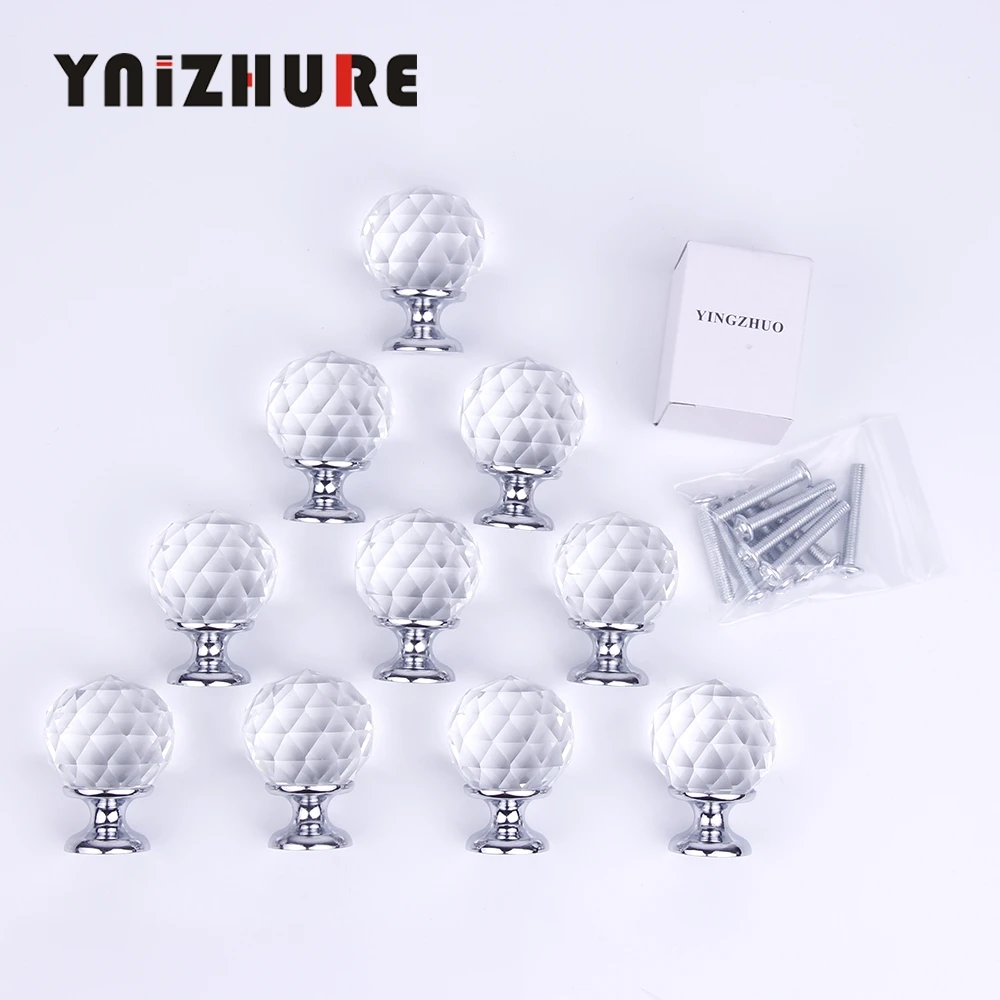30 мм 10 шт хрустальный шар + сплав цинка мебель шкаф для шкафа ящика комода дверь