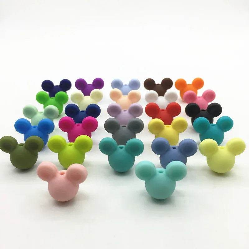 Силиконовые бусины с рисунком Микки 27 цветов 100 шт./лот|teething beads|round silicone beadssilicone beads