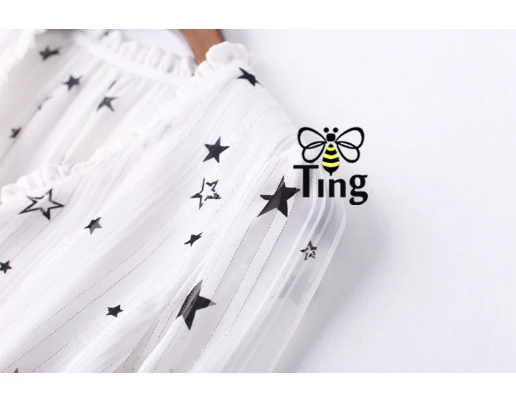 Tingfly летнее блестящее многослойное праздничное платье с принтом звезды белое/черное элегантное длинное платье с v-образным вырезом и оборками повседневное Vesttidos 2XL