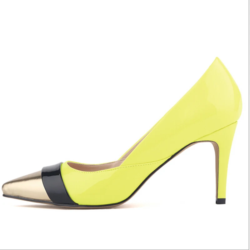 Nice European And American Fashion Shoes Woman With Pointed Fine High Heels Ms. Spell Color Coat Of Paint W863 | Обувь