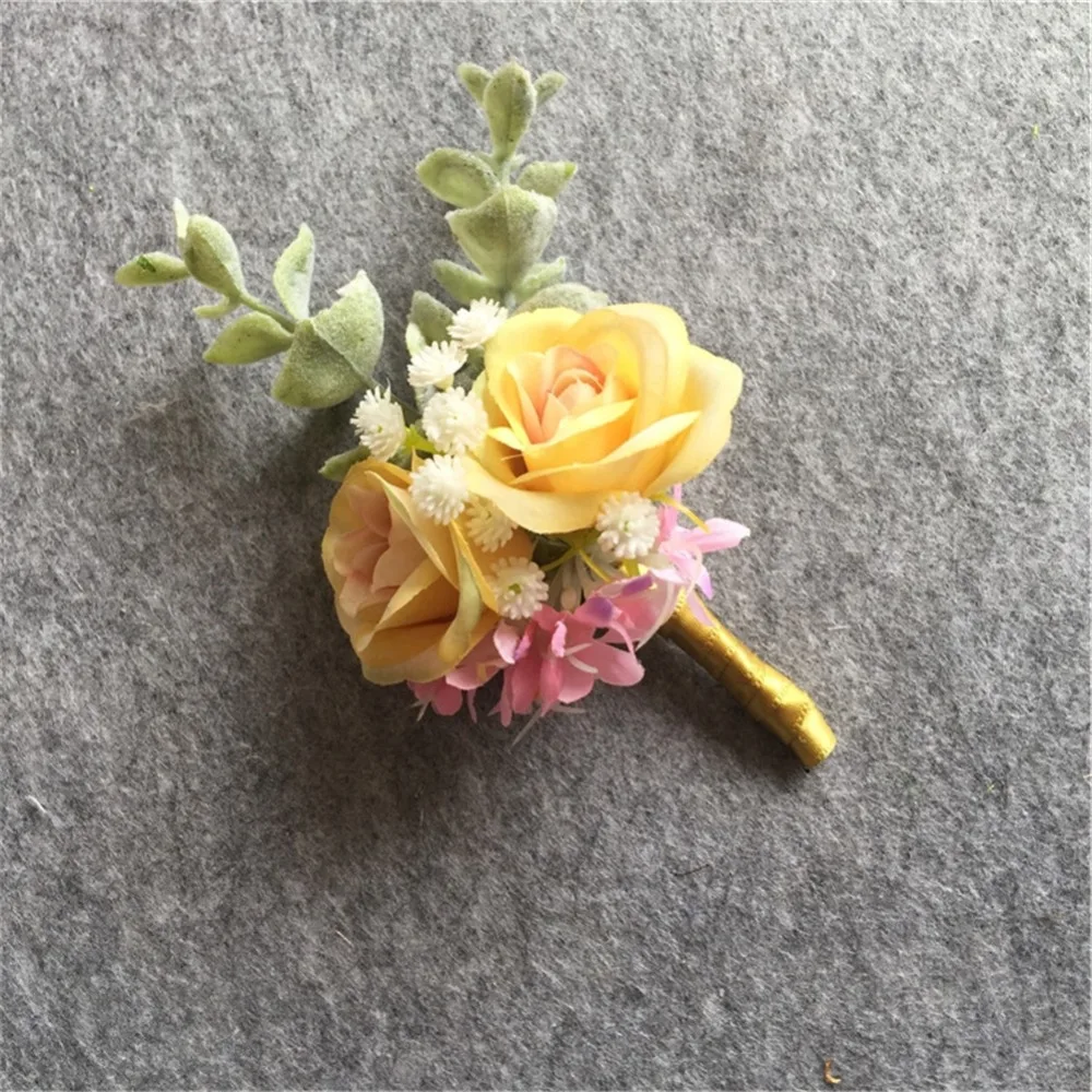 WeddingBobDIY artificial wedding flower Best man Boutonnieres groom Buttonholes Men Corsage prom party suit accessory decoration | Дом и сад