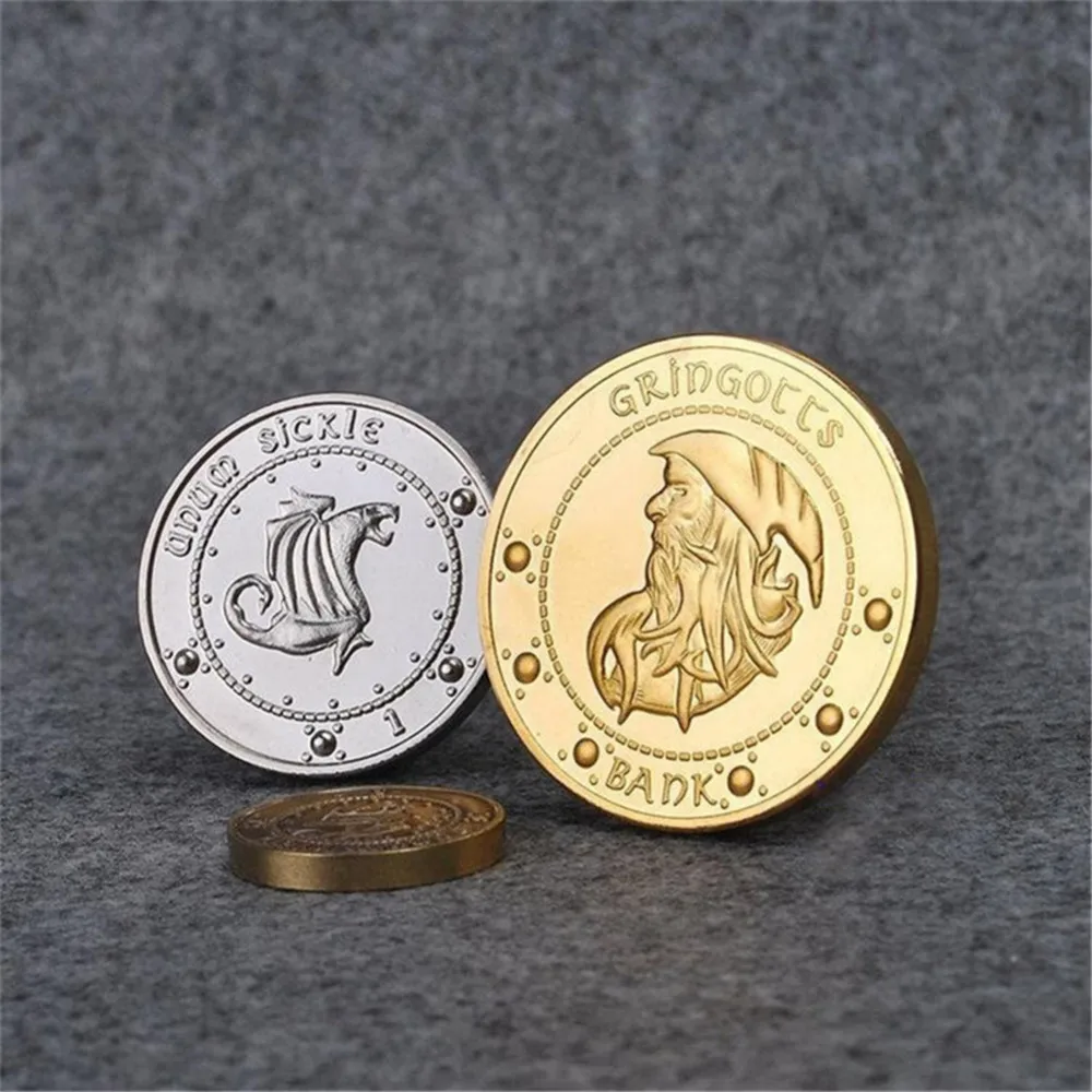 3 шт. памятные монеты, набор значков для монет Unum Kout Unum Galleons Unum Stckle Gringotts Hogwarts Bank Wizarding Coin Set