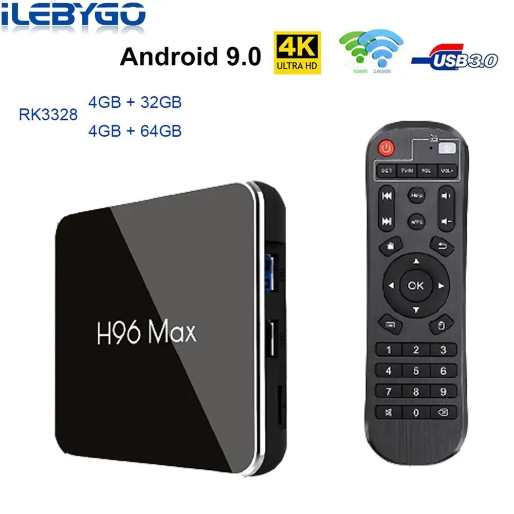 ILebygo Android 9 0 ТВ бокс 4 Гб RAM 64G S905X2 USB3.0 1080P H.265 4K телеприставка Google Play H96MAX Smart TV