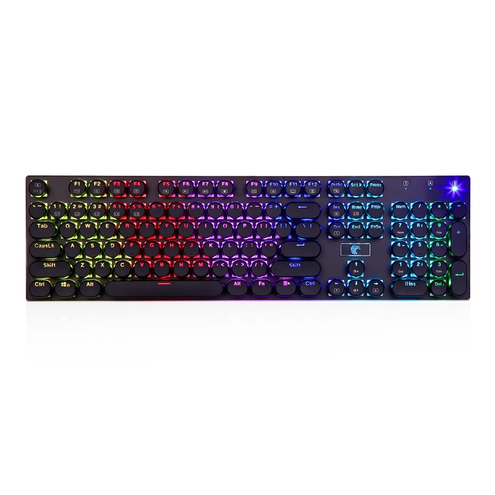 

Z-88 New Model Retro Style Round Keycap Mechanical Gaming Keyboard Blue Switches, 104 Keys Anti-ghosting QWERTY Layout