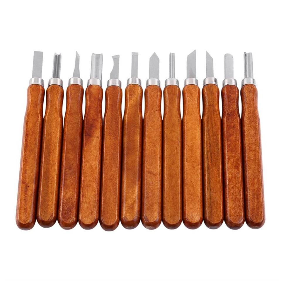 

12Pcs/Lot Woodcut Cutter Knife Set Hand Wood Carving Chisels for Woodworking Clay Wax DIY Tools Wood Craft Chisel Wholesale
