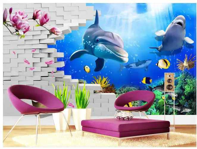 New large wallpaper Custom Underwater World 3D stereo mural wall paper papel de parede stickers Free shipping8712 | Обустройство дома