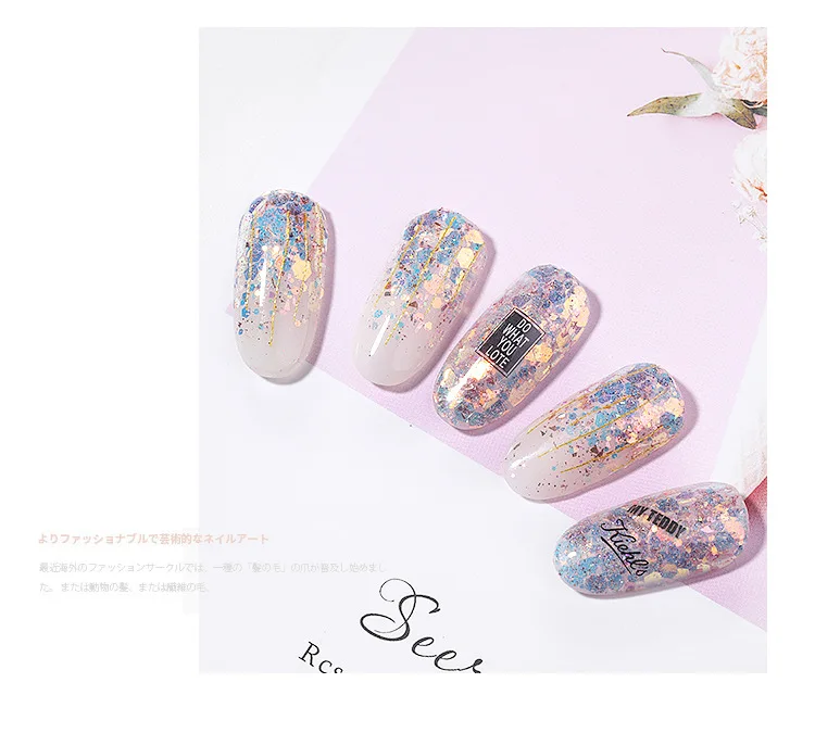 1 коробка блестящий порошок для ногтей Блестящий цветной хлопья 3d сделай сам Charm