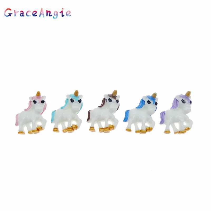 

GraceAngie Resin Mixed Color 5pcs/pack Unicorn Style Front Image Jewelry Accessories DIY Valentine's Day Surprise Gift