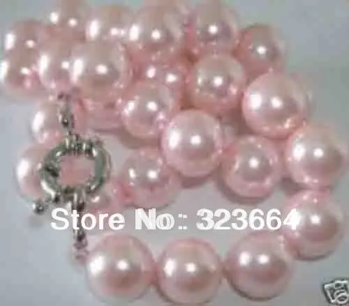 

Hot Sell! 16mm pink shell pearl necklace 18" AAA
