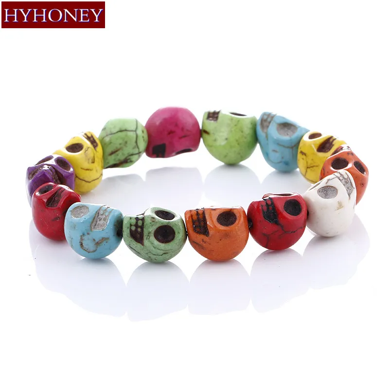 2017 новое поступление разноцветные браслеты с камнями и черепом женские мужские в