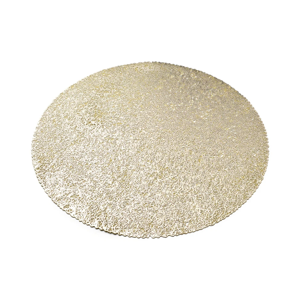 gold Круглая форма коврик для кухонного стола Рождественская имитация растения Пальма золотой лист ПВХ Настольный коврик декоративная настольная подставка подставки домашний декор - Цвет: gold