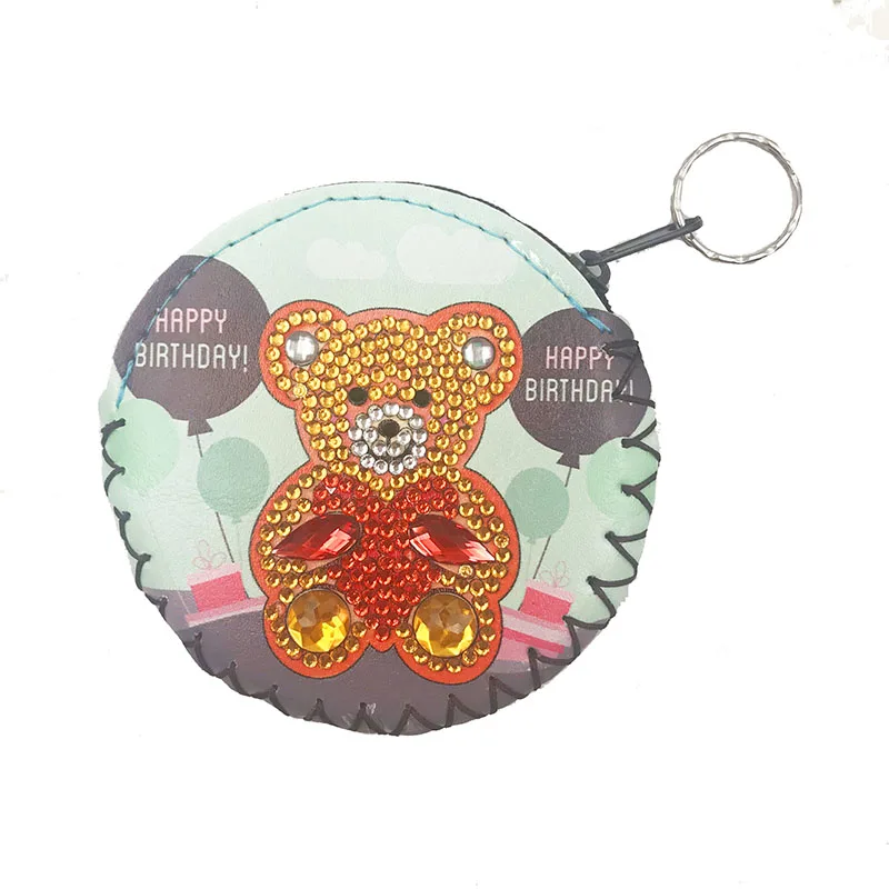 2Pcs DIY Full Drill Diamond Painting Cute Bear Leather Wallet Bag Purses Pendants Cross Stitch Embroidery Gift | Дом и сад