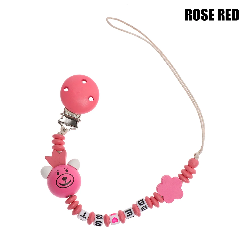 Other-Rose Red Уход за ребенком пустышка Клип цепь милый мультфильм медведь буквы жевательные игрушки для малышей Прорезыватель пустышка из бусин цепь ниппельная кормушка - Цвет: Other-Rose Red