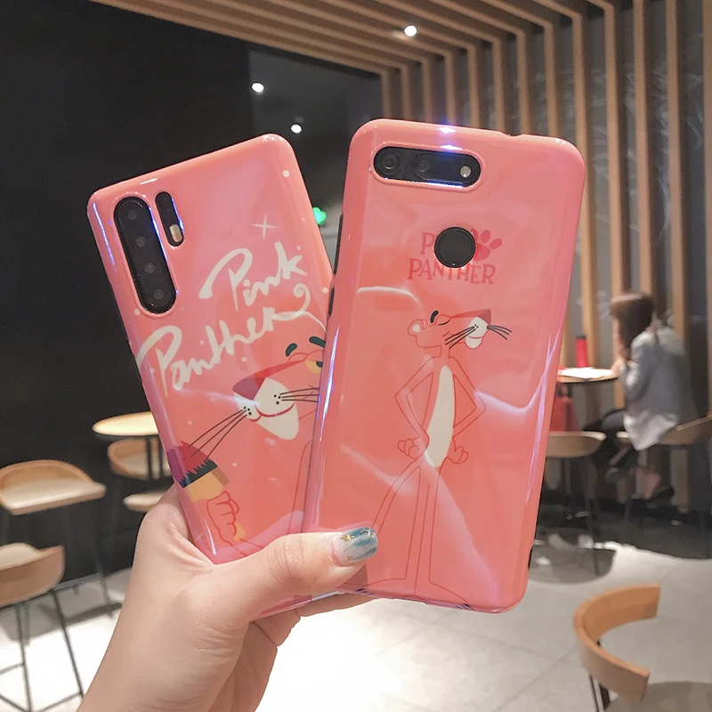 Синий светильник телефонные чехлы для huawei P20 P30 Mate20 Pro 20X мультфильм Розовая пантера Крышка для huawei Nova 3 3i 4 Honor V20 задняя крышка fundas