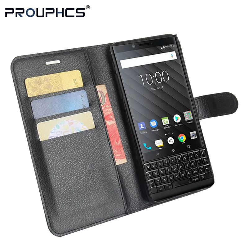 Prouphcs для Blackberry key2 чехол личи зерна Винтаж PU кожаный бумажник ключ 2 4 5 &quotс карты