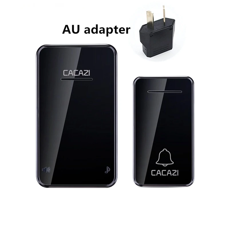 Balck AU Plug 1x1 Беспроводной дверной звонок с вилкой для ЕС, США, Великобритании, Австралии, без батареи, автономный, 200 м, IP 40, водонепроницаемый светодиодный светильник, беспроводной звонок, 1, 2 кнопки и приемник - Цвет: Balck AU Plug 1x1