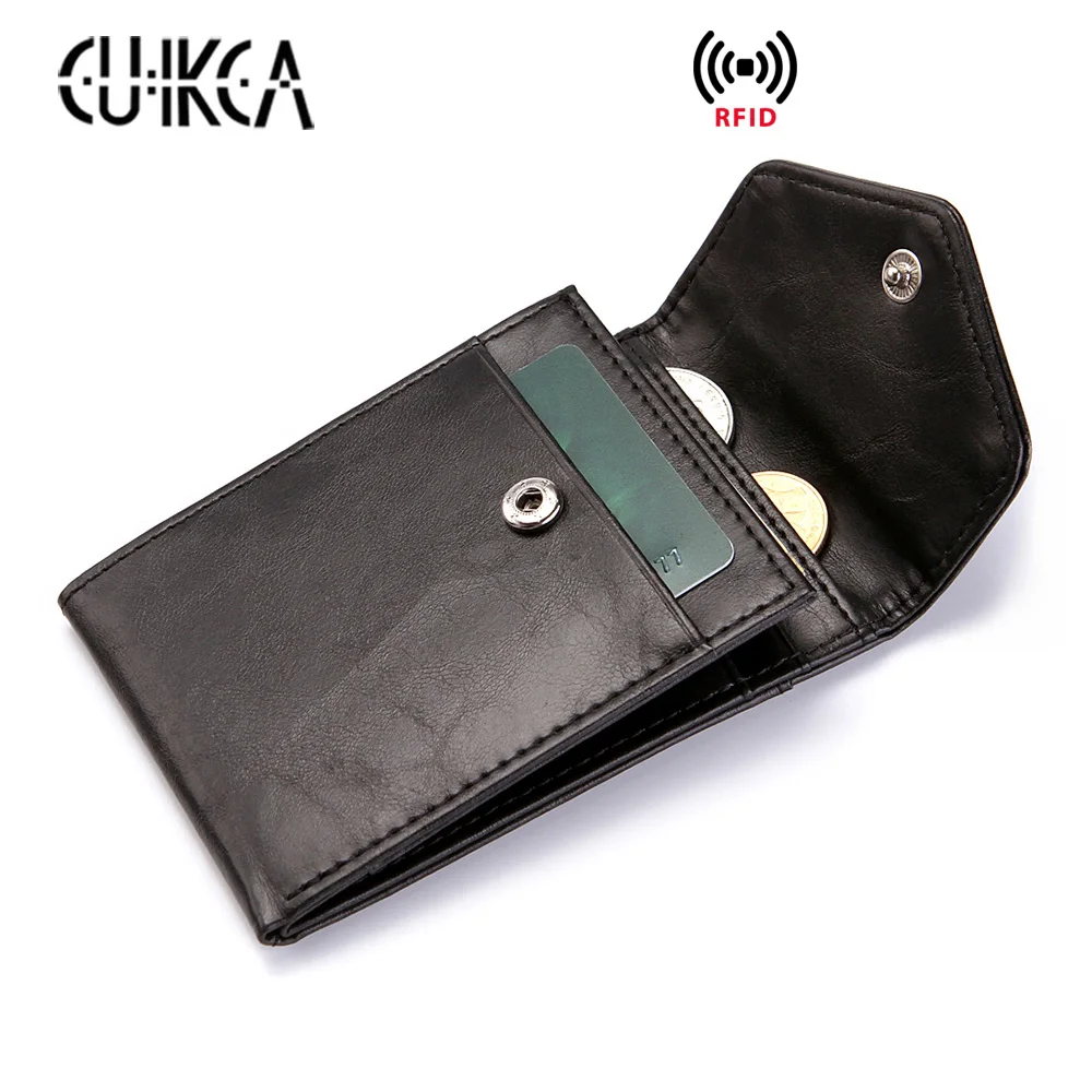 CUIKCA модный RFID кошелек для женщин и мужчин, ультратонкий кожаный бумажник, тонкий кошелек, кошелек для монет, держатель для кредитных карт и карт, чехлы для карт