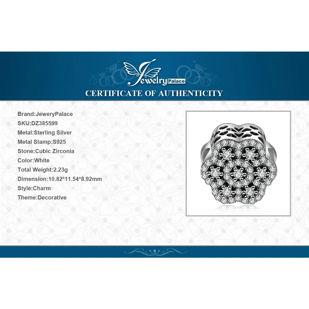 Jewelrypalace стерлингового серебра 925 ажурный цветок бисер Подвески Fit Браслеты