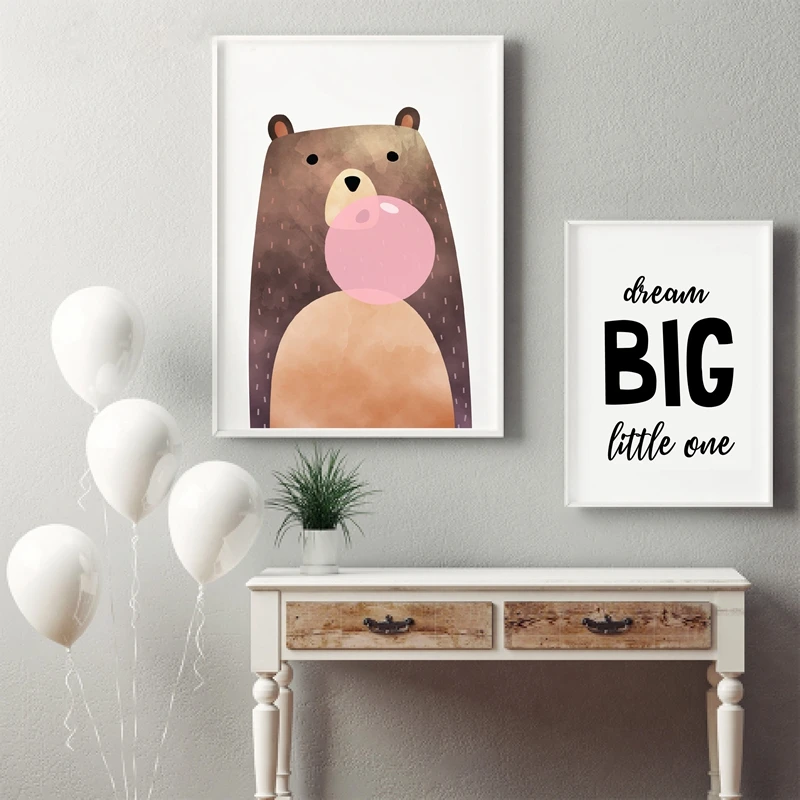 Картина и плакат на холсте в виде медведя для детской комнаты|prints and posters|canvas printsart