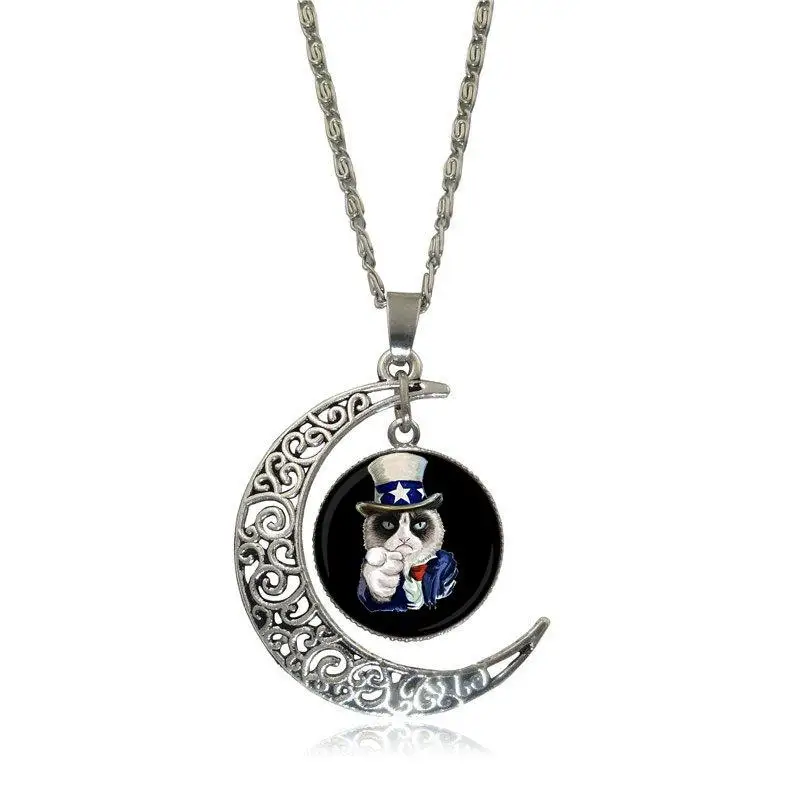 Эмалированное ожерелье EJ модная Длинная цепочка с ожерельем в форме полумесяца