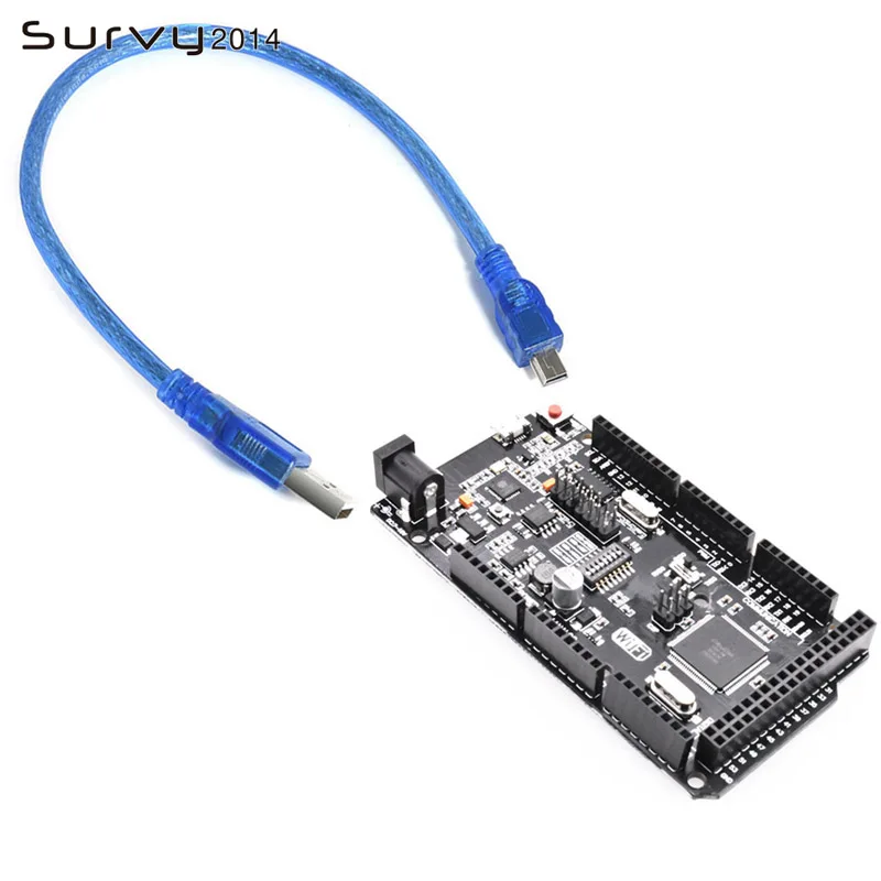 Mega + WiFi R3 ATmega2560 ESP8266 (32 Мб памяти) USB TTL CH340G. Совместимость для Arduino NodeMCU WeMos