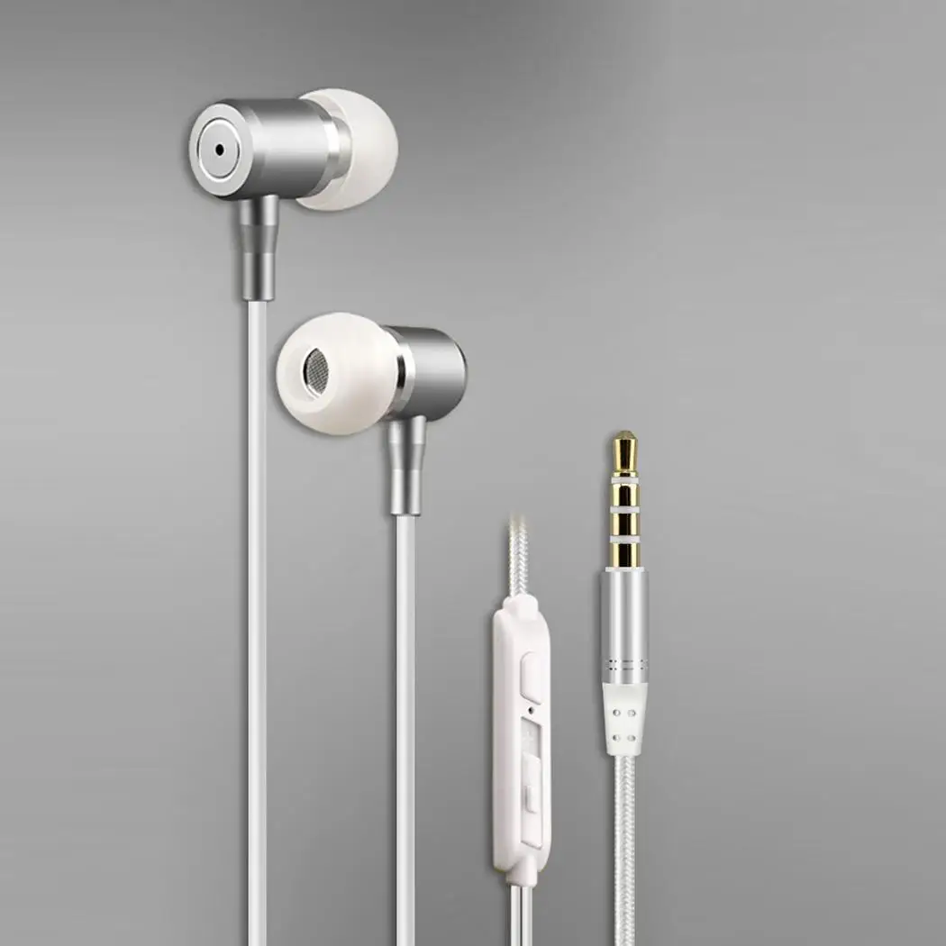 3 5 мм разъем Плетеный проводной металлический бас стерео наушники в ухо легко