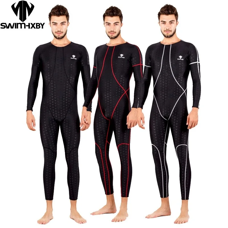 Цельнокроеный купальный костюм HXBY Sharkskin, мужской слитный купальник, мужской костюм для соревнований, тренировочный купальник для гонок, купальный костюм