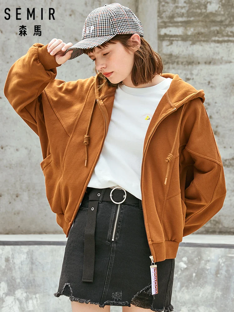 Куртка SEMIR женская оверсайз Свободная трикотажная рубашка с капюшоном хлопковая