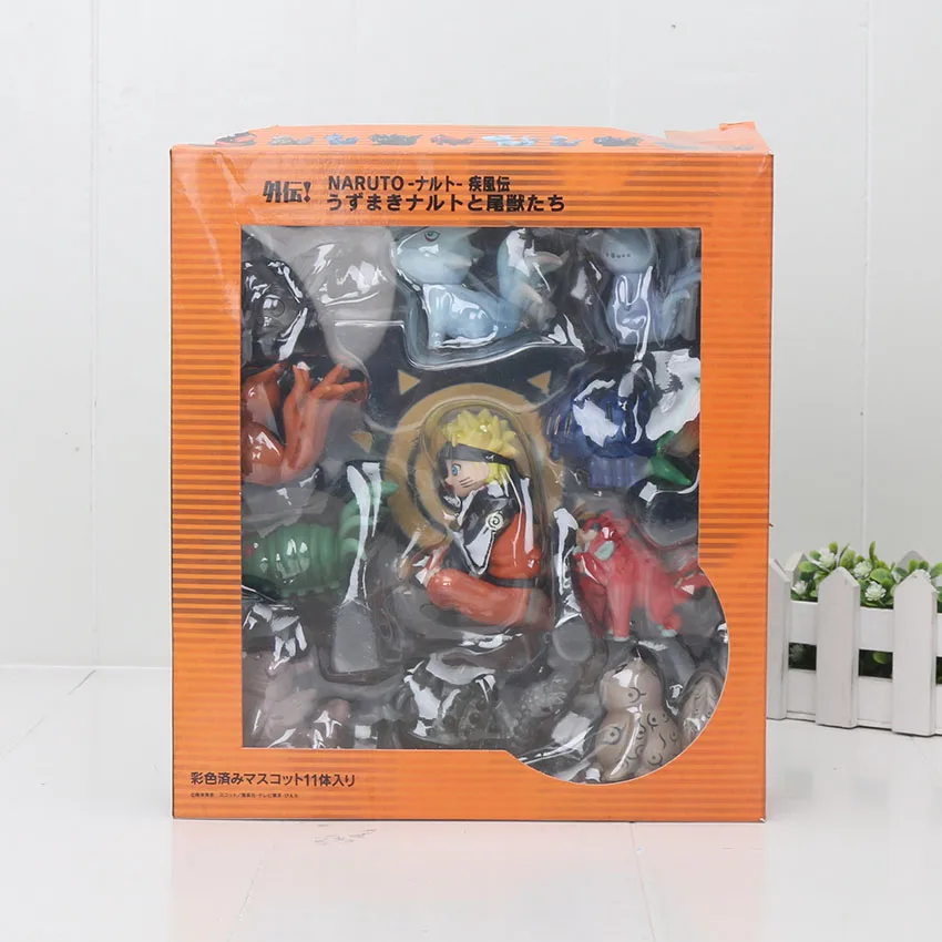 with color box 11 шт./партия Наруто Узумаки хвостые звери шукаку гюки Курама изобу Сон Гоку кокуо Saiken Chomei чинджу Экшн фигурки игрушки - Цвет: with color box