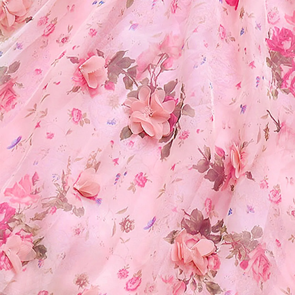 

Girl Dress Teens Children Floral Strap Ruched Tulle Dress Princess Dresses dresses girls 6 7 years robe fille 10 ans