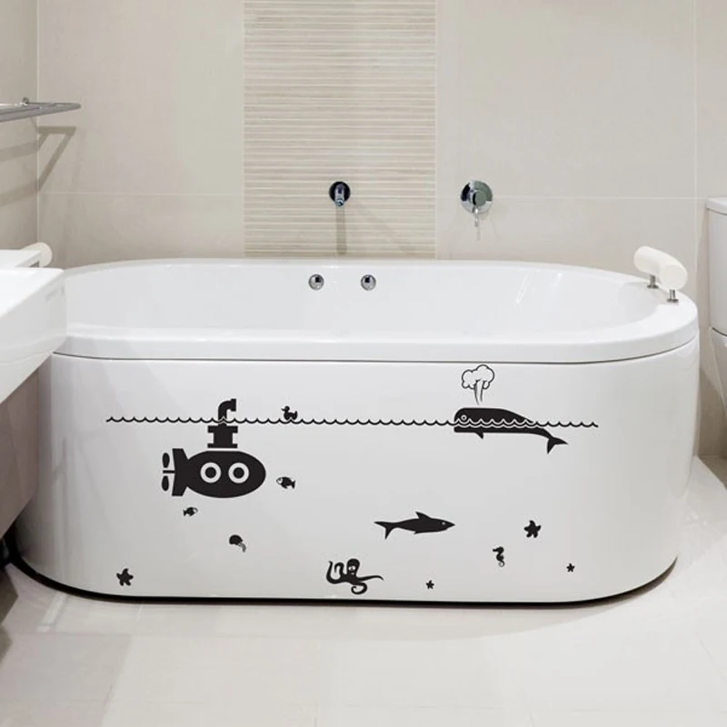 Vinyl Wall Decals Underwater Life Bathroom Bathtub stickers Home Decor Toilet Decal DIY Removable Art Murals JG2354 | Дом и сад