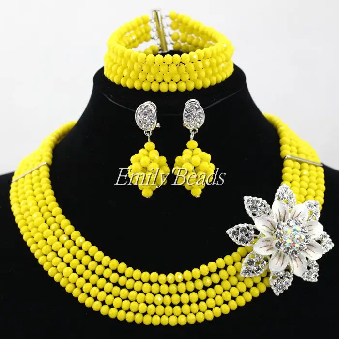 Желтый нигерийский традиционный свадебный костюм африканские бусы ювелирный