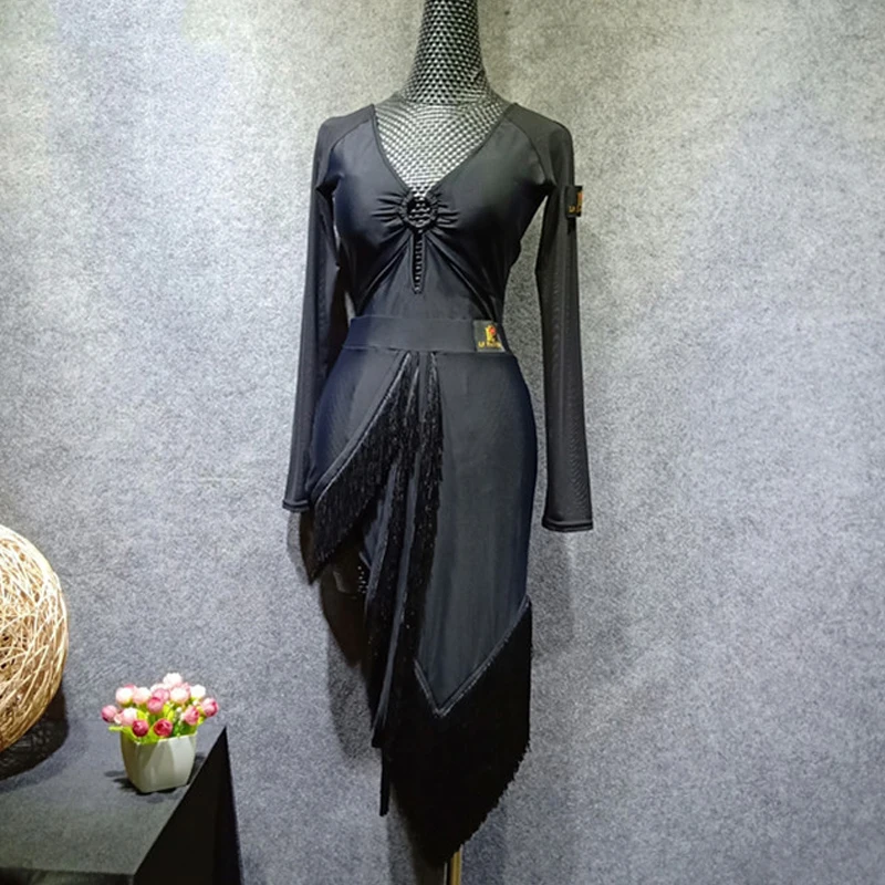 Black Latin Dance Dresses For Women/Ladies Sexy Back Dress Flamengo Rumba/Tango/Salsa Competitive VDB484 | Тематическая одежда и