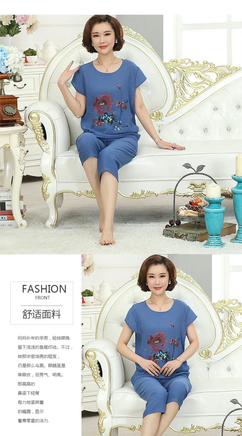 Fdfkalk, XL, XXL, 3XL, 4XL, большие размеры, женские пижамы, летние, с коротким рукавом, из хлопка и льна, пижамы, пижамы для женщин, пижамы, Q1015